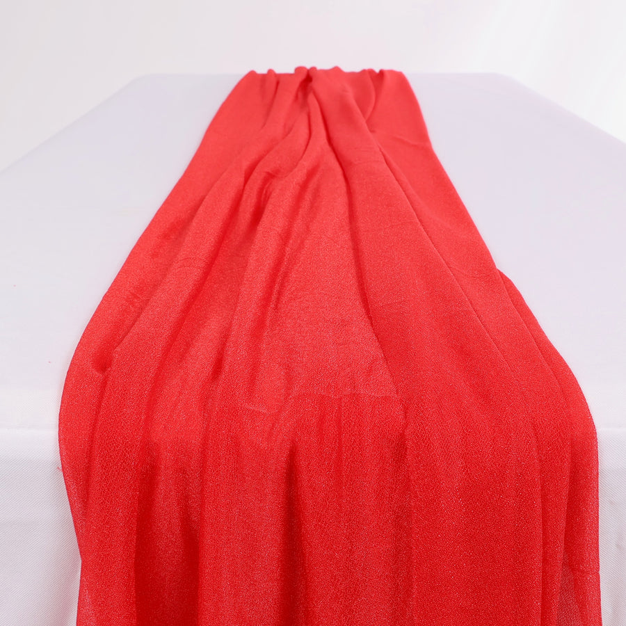 Sheer Stretch Crepe Chiffon Table Runners - Red