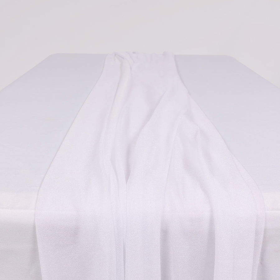 Sheer Stretch Crepe Chiffon Table Runner - White