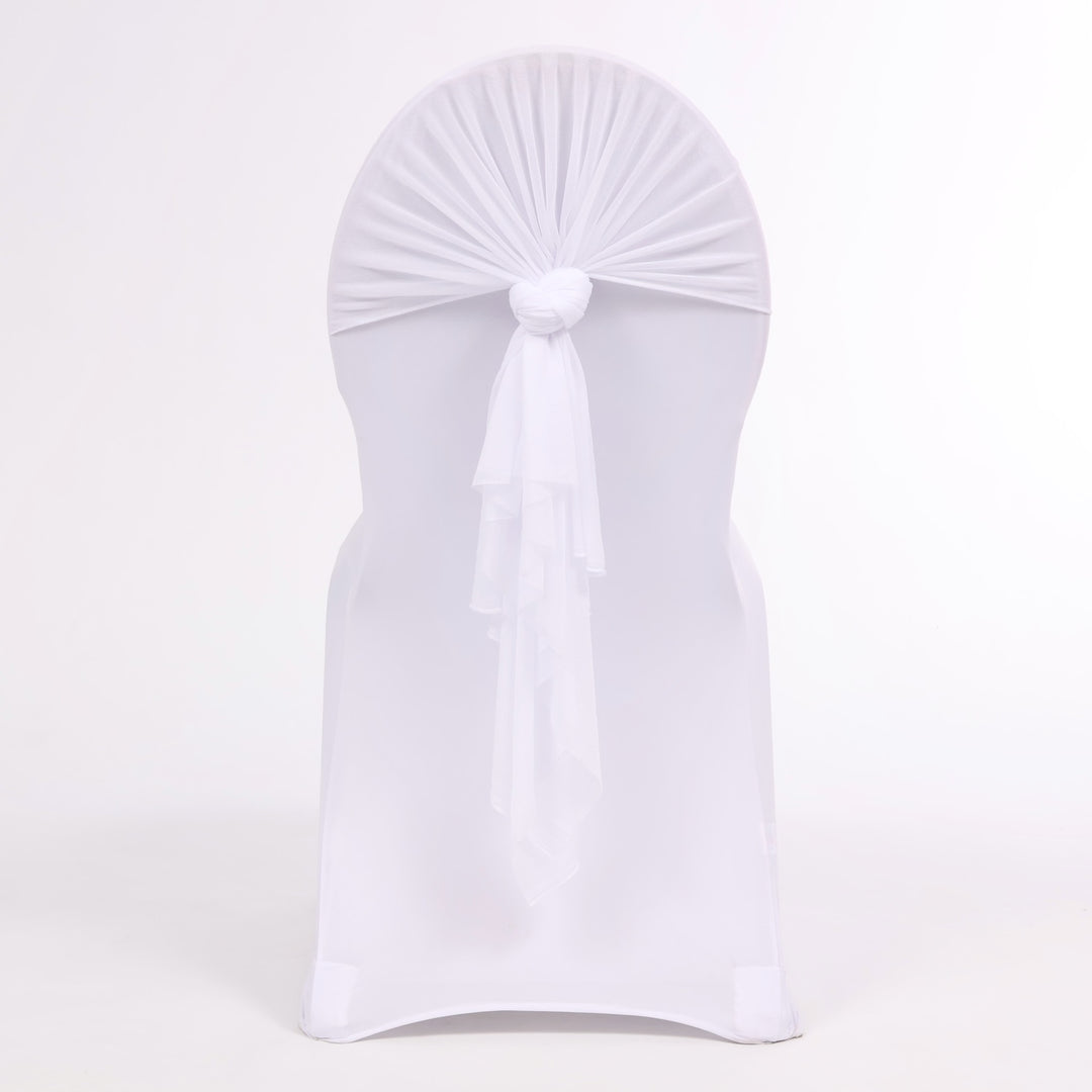 Sheer Stretch Crepe Chiffon Chair Sashes - White