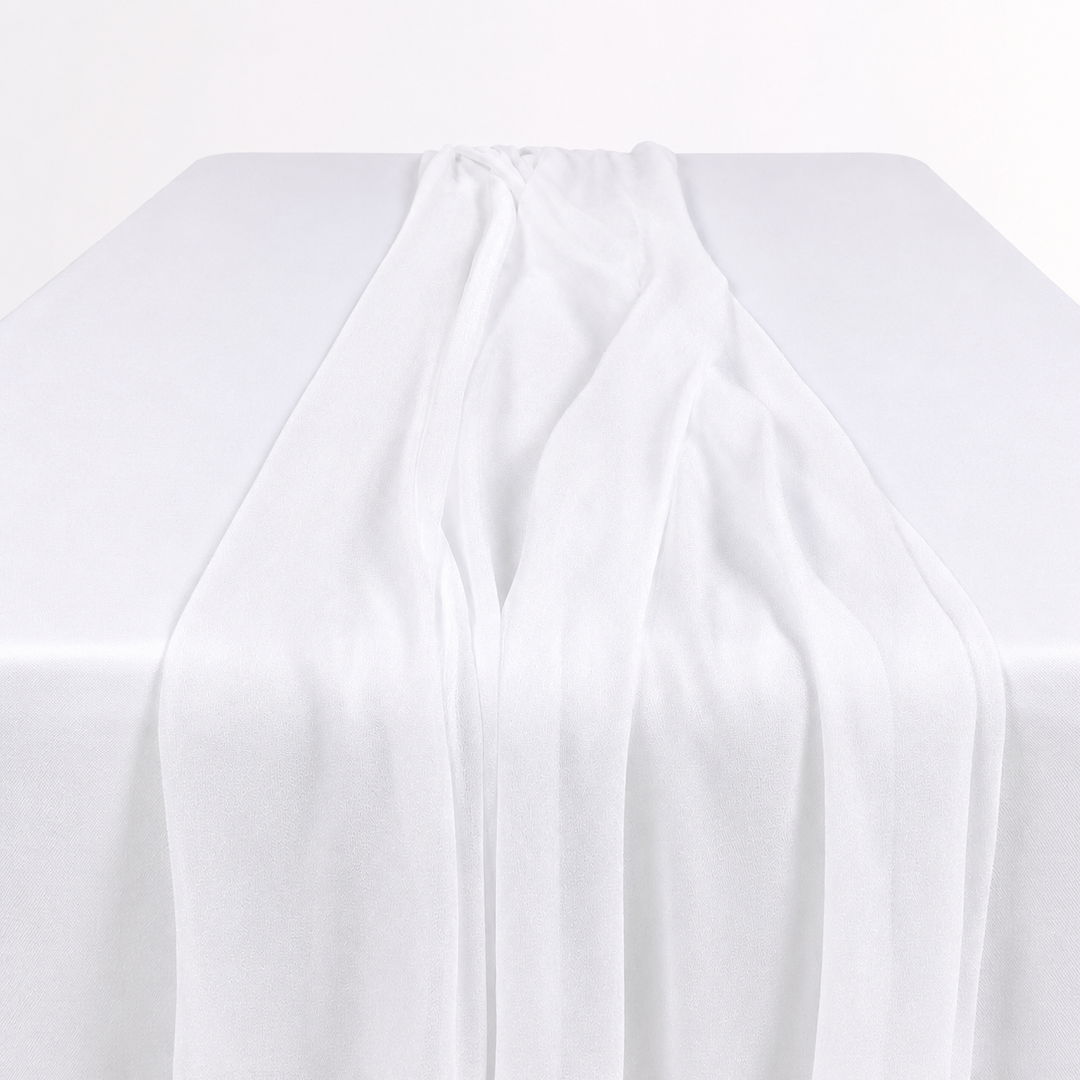 Sheer Stretch Crepe Chiffon Table Runner - White