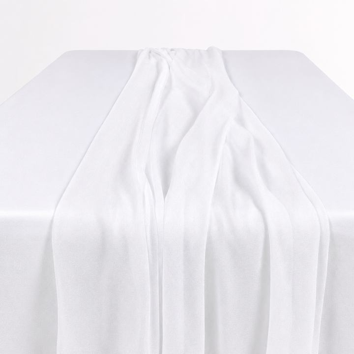 Sheer Stretch Crepe Chiffon Table Runner - White