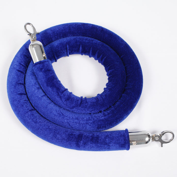 Bollard Velvet Rope - Blue (Silver Clips)