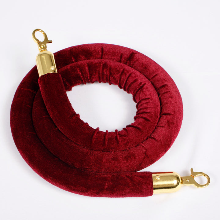 Bollard Velvet Rope - Burgundy (Gold Clips)