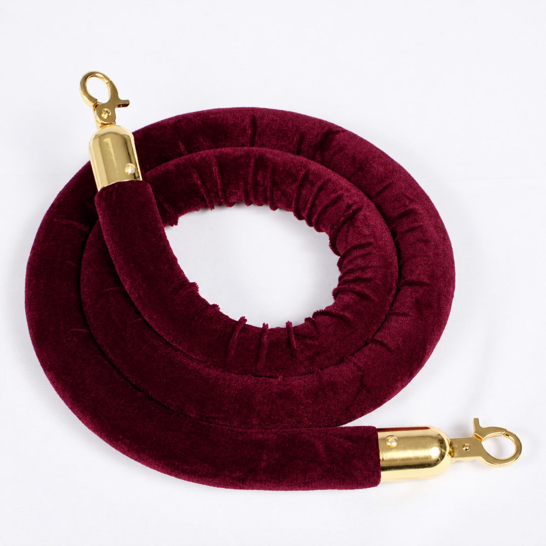 Bollard Velvet Rope - Burgundy (Gold Clips)