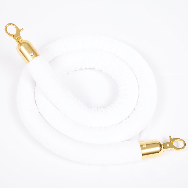 Bollard Velvet Rope - White (Gold Clips)