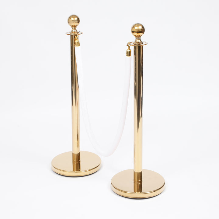 Bollard Velvet Rope - White (Gold Clips), rope on bollard set