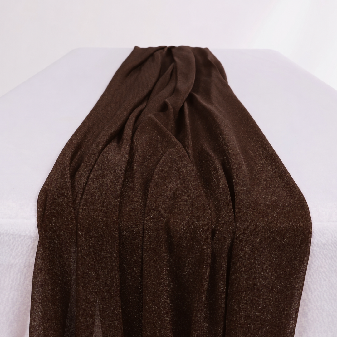 Sheer Stretch Crepe Chiffon Table Runners - Chocolate Brown