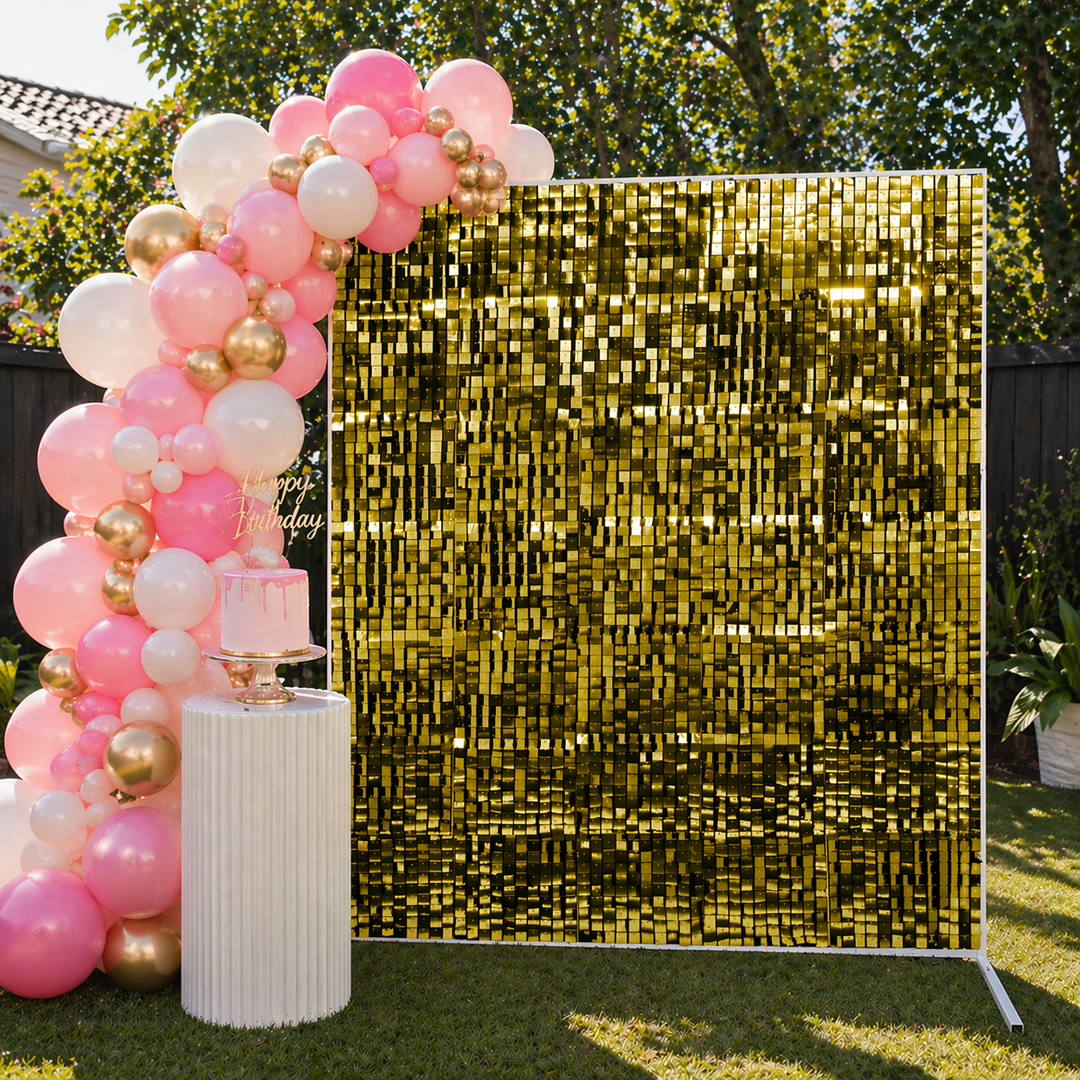 Sequin Shimmer Wall Backdrop Panels - Gold