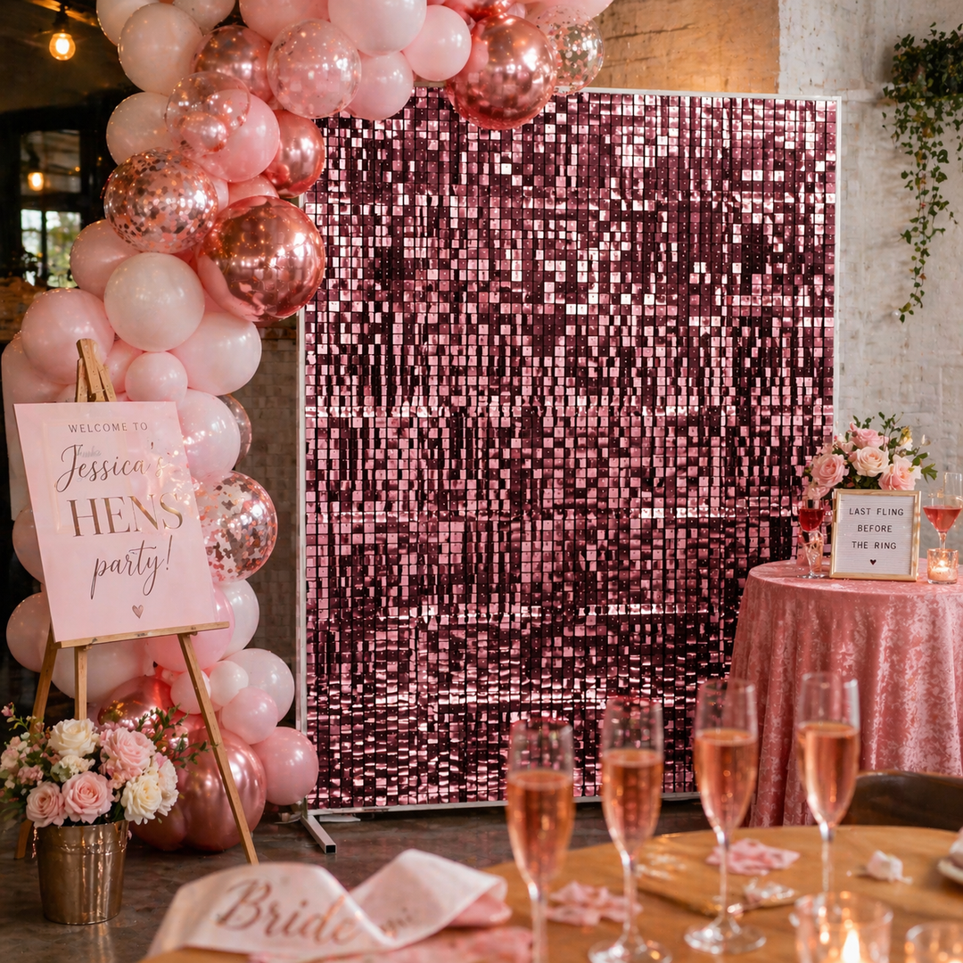 Sequin Shimmer Wall Backdrop Panels - Rose Gold
