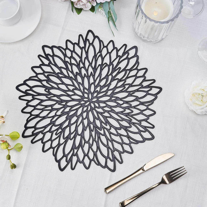 Decorative Floral Placemats - Black in setting B