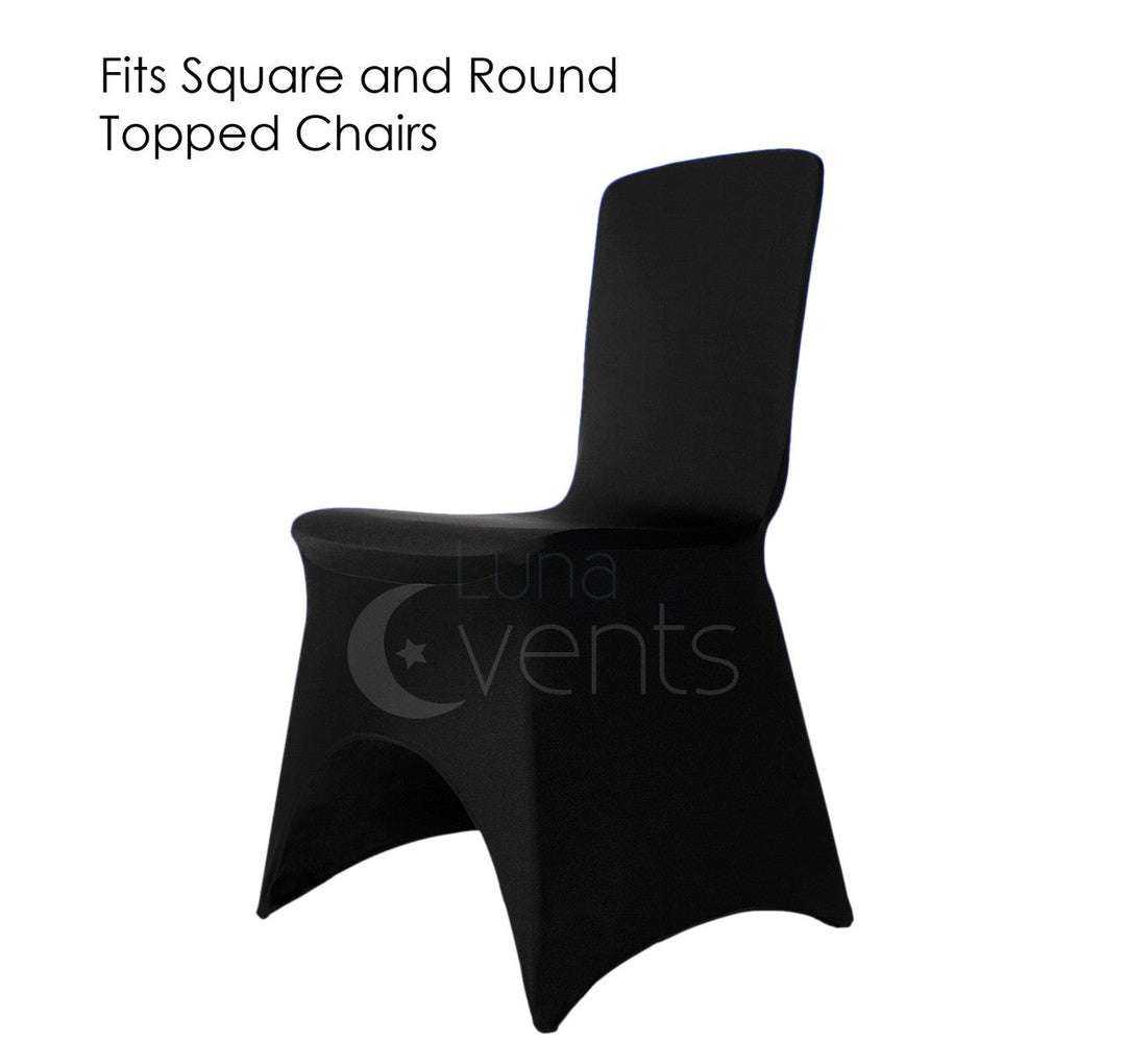 CLEARANCE Cross Back Lycra Chair Covers - Black (190gsm)
