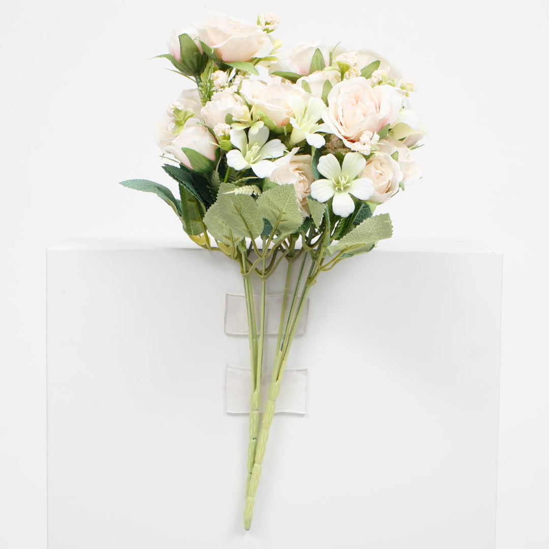 CLEARANCE Artificial Rose Small Flower Bouquet - Spray Style - Blush (5cm heads)