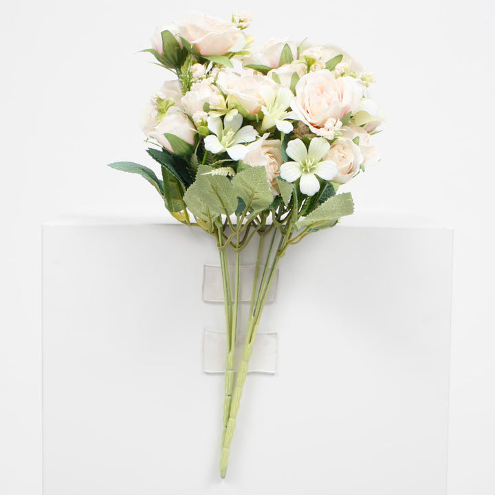 CLEARANCE Artificial Rose Small Flower Bouquet - Spray Style - Blush (5cm heads)