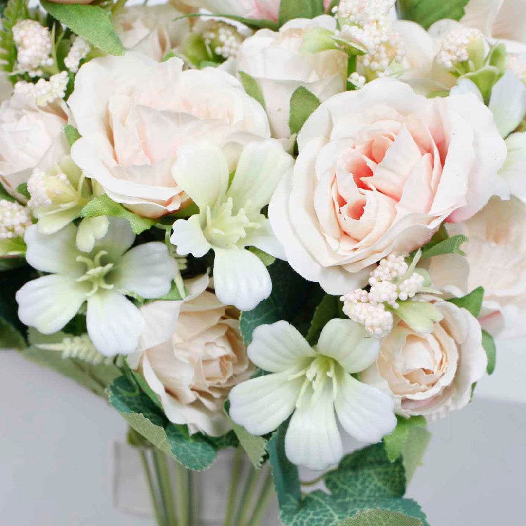 CLEARANCE Artificial Rose Small Flower Bouquet - Spray Style - Blush (5cm heads)