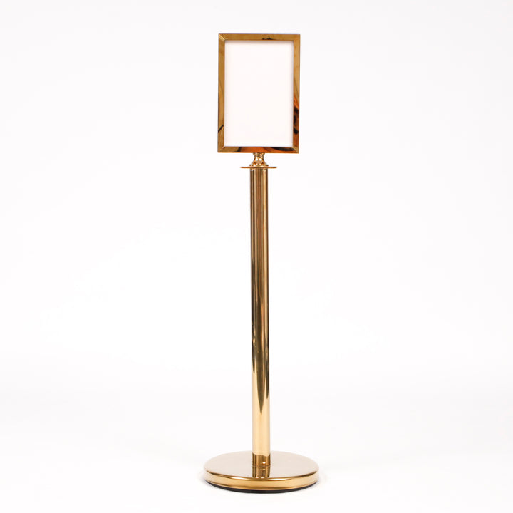 Bollard / Stanchion Sign Holder - Gold (A4) with bollard stand B