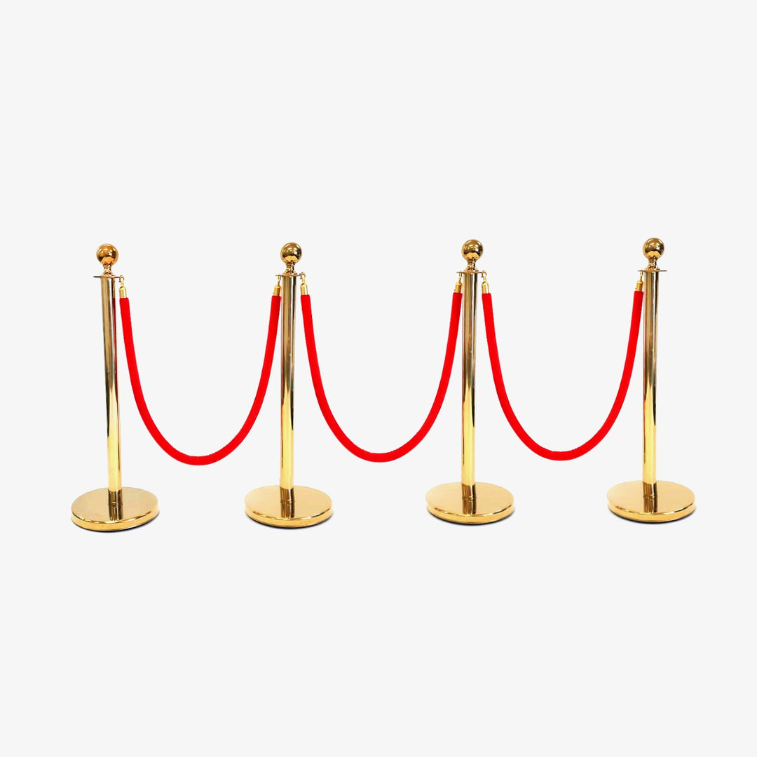 Gold Bollard & Velvet Red Rope Value Package (4.5m length)