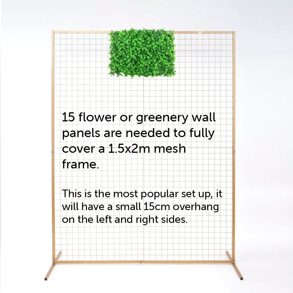 Box Hedge Greenery Wall + Gold Mesh Frame Freestanding Package - (2m x 1.8m)