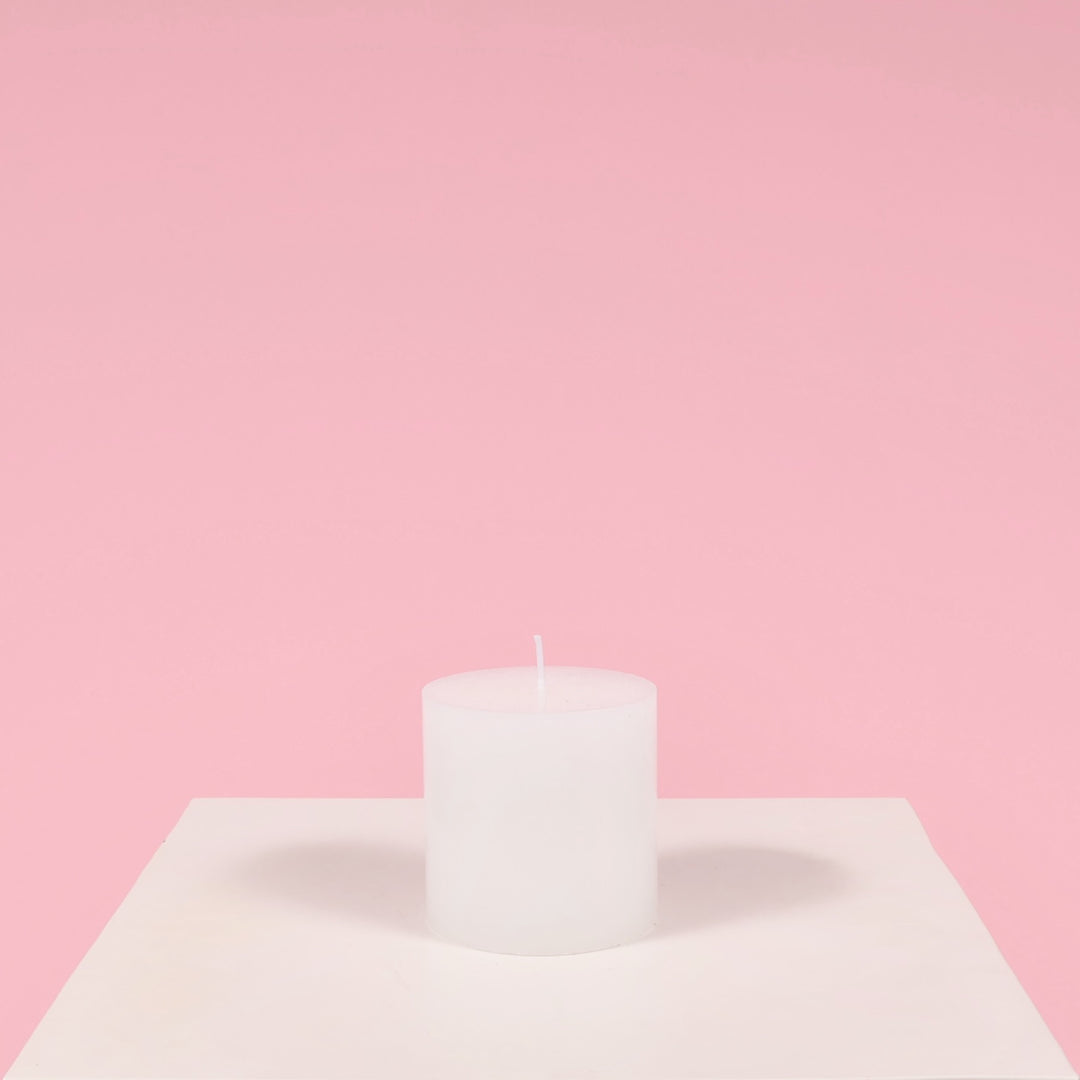 Wax Pillar Candle - White (7.5x7.5cm)