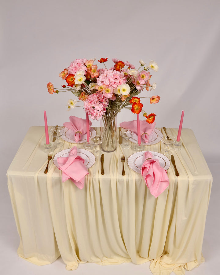 Light Pink Taper Candles Styled