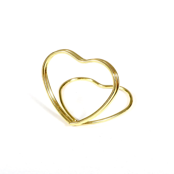 Metal Love Heart Place Card Holder - Gold
