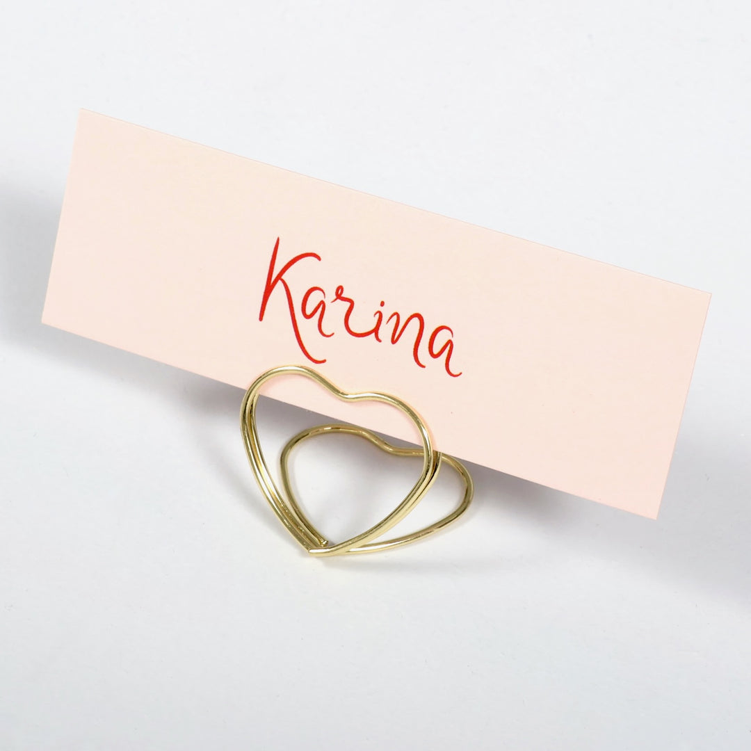Metal Love Heart Place Card Holder - Gold