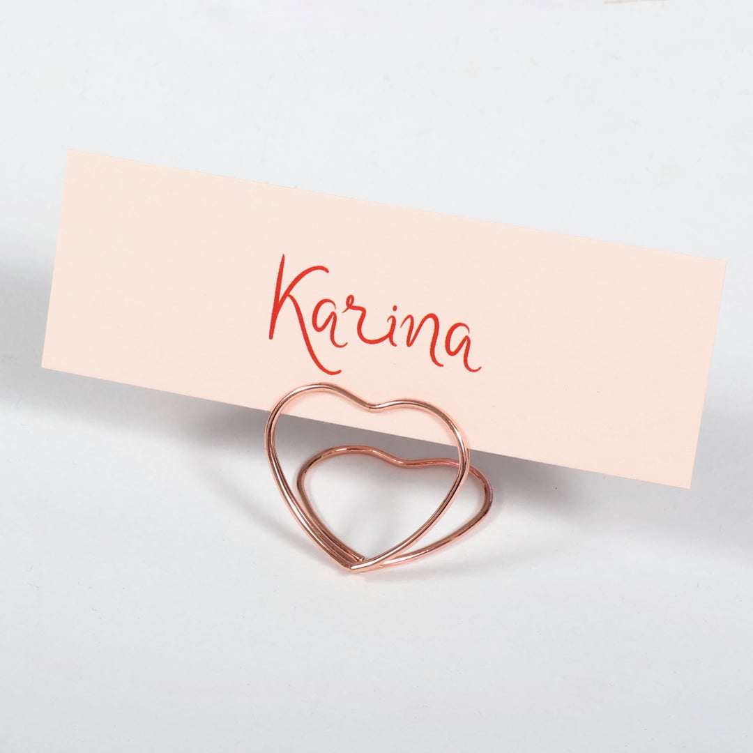 Metal Love Heart Place Card Holder - Rose Gold