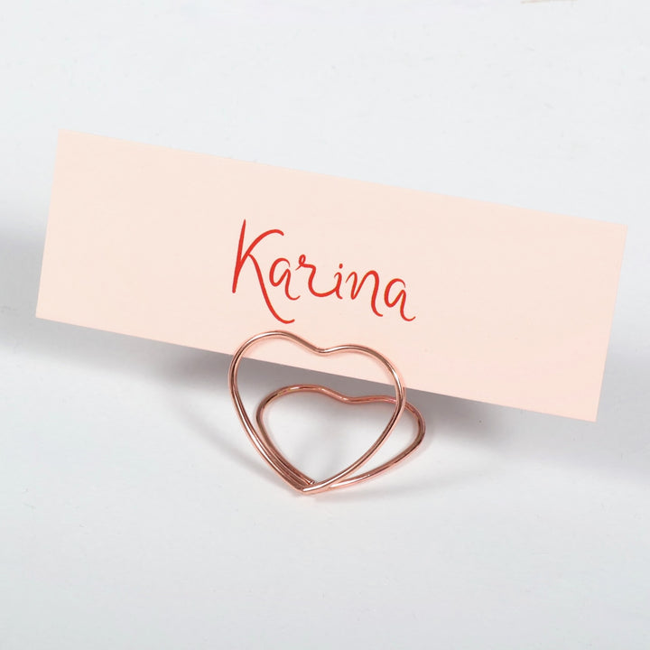 Metal Love Heart Place Card Holder - Rose Gold