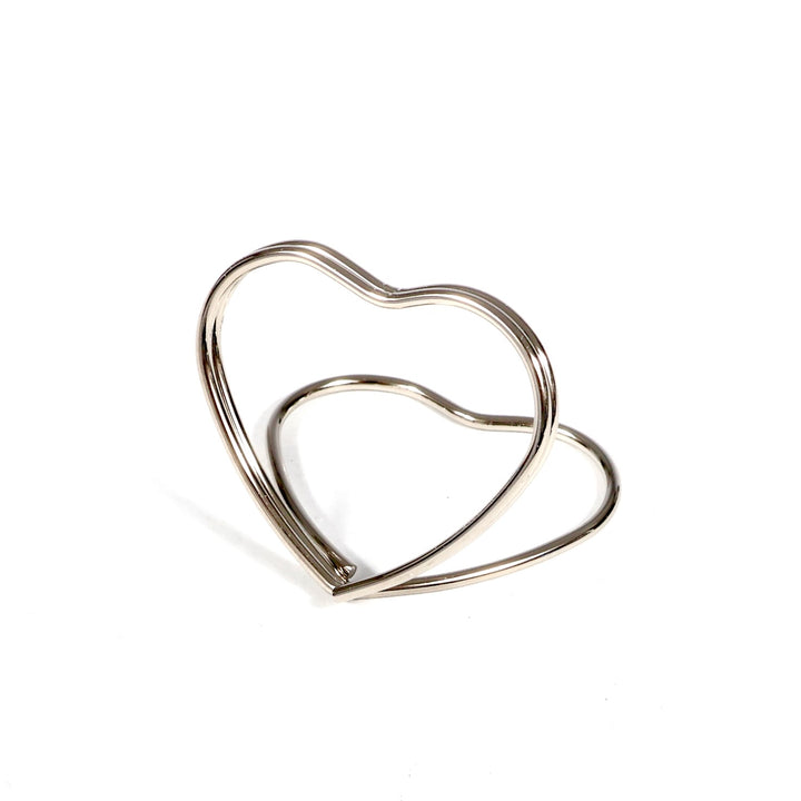 Metal Love Heart Place Card Holder - Silver