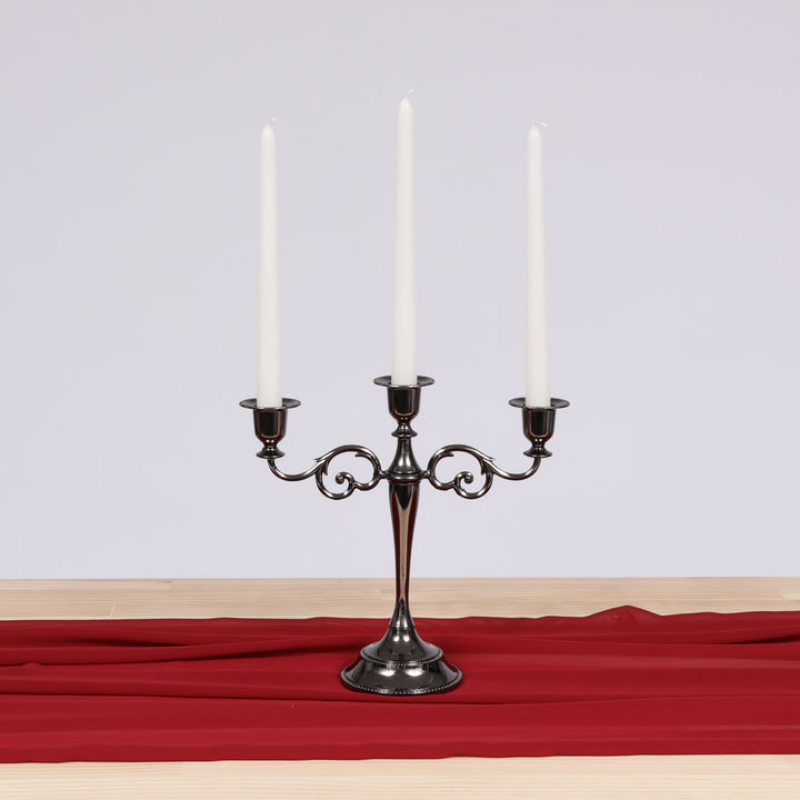 3 Arm Antique Candelabra - Black Silver (26cm)