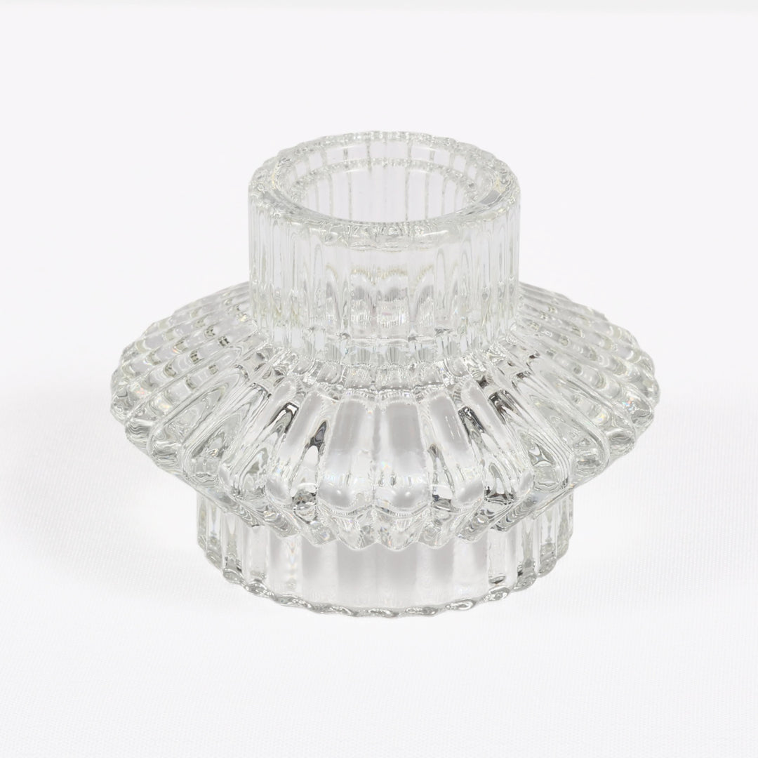 Reversible Glass Tea Light and Taper Candle Holder - Flared Saucer (Style 3)