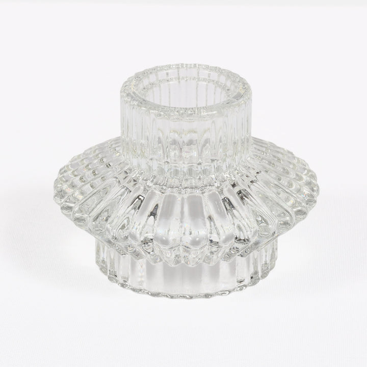 Reversible Glass Tea Light and Taper Candle Holder - Flared Saucer (Style 3)