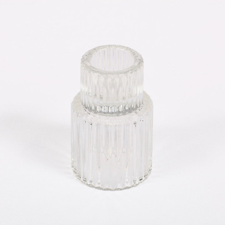 Reversible Glass Tea Light and Taper Candle Holder - Tiered Column (Style 1)