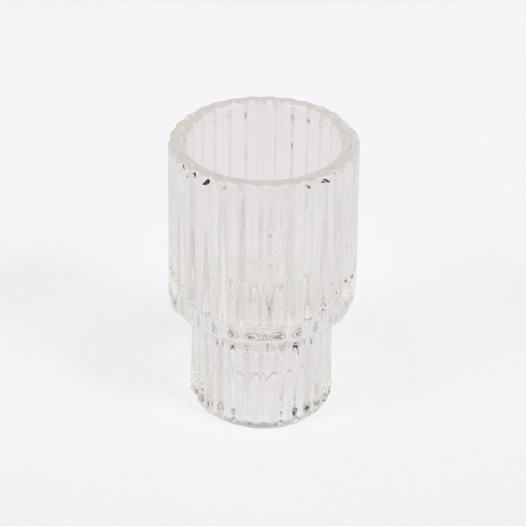 Reversible Glass Tea Light and Taper Candle Holder - Tiered Column (Style 1) reversed