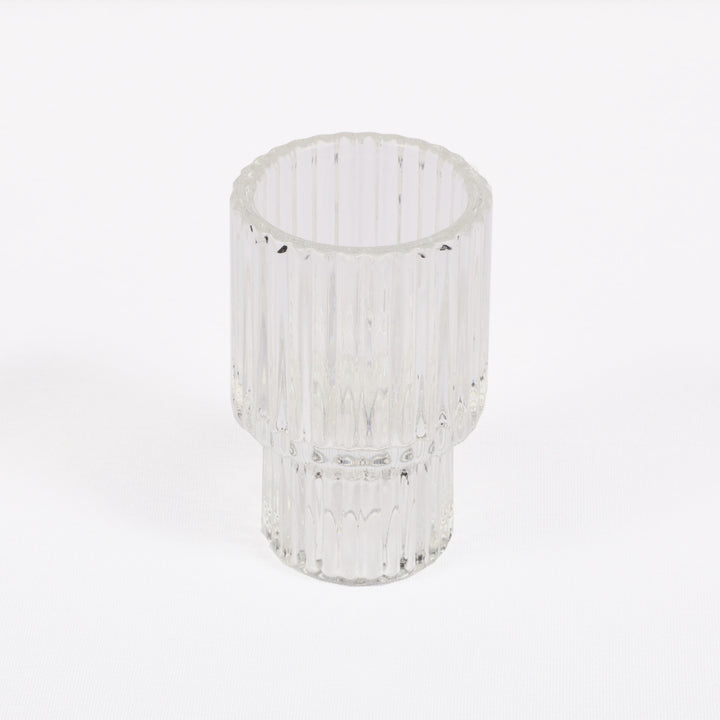Reversible Glass Tea Light and Taper Candle Holder - Tiered Column (Style 1) reversed