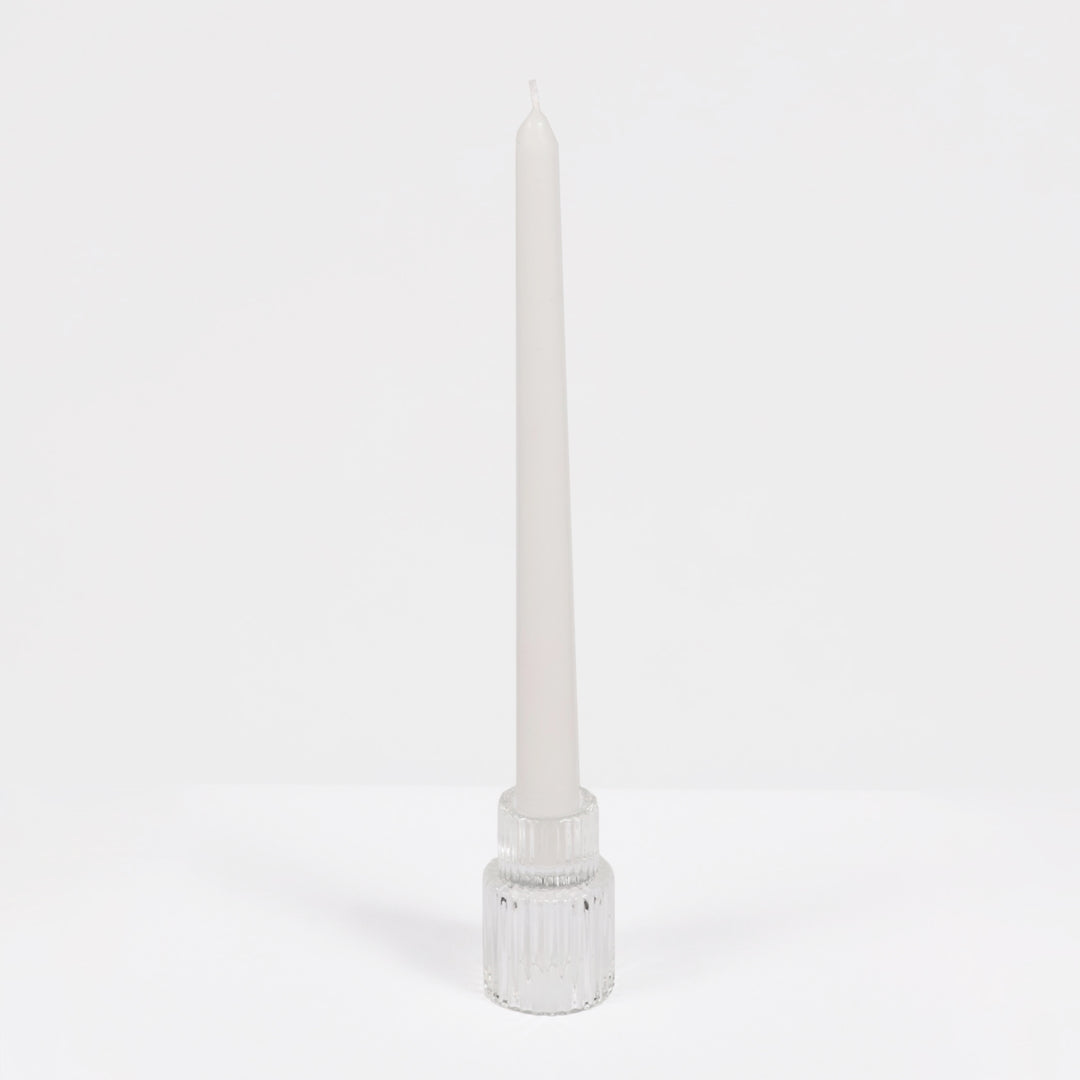 Reversible Glass Tea Light and Taper Candle Holder - Tiered Column (Style 1) with taper candle