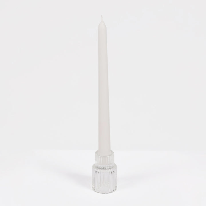 Reversible Glass Tea Light and Taper Candle Holder - Tiered Column (Style 1) with taper candle