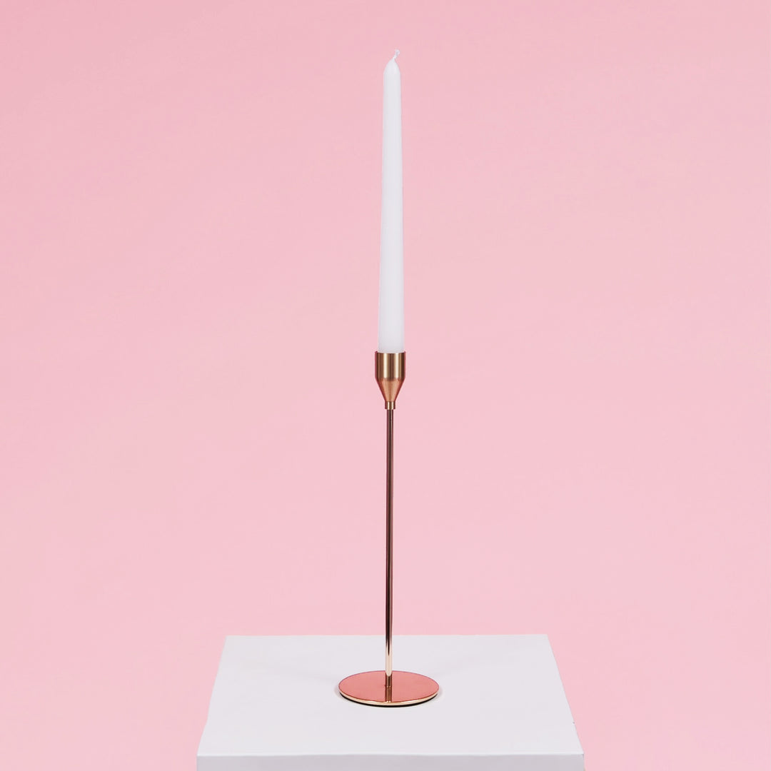 Taper Candle Holders Classic Flared Style - Gold (28cm), single taper candle holder with white taper candle