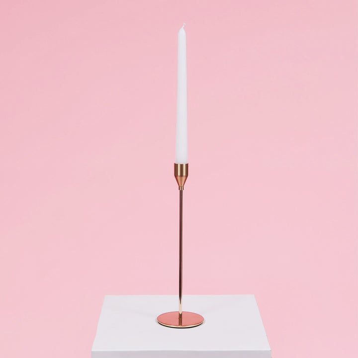 Taper Candle Holders Classic Flared Style - Gold (28cm), single taper candle holder with white taper candle