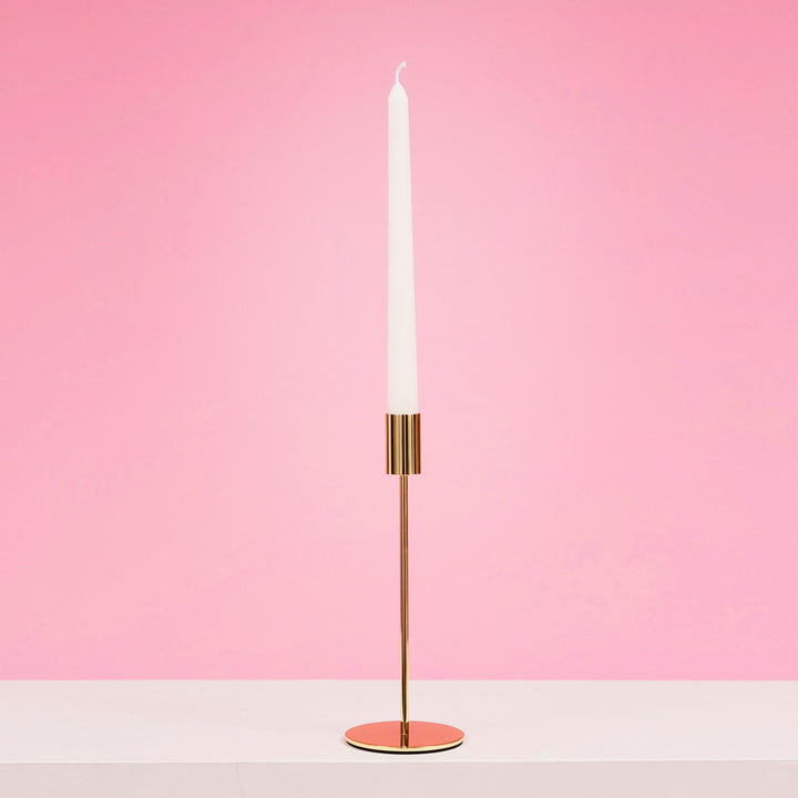 Taper Candle Holders Modern Straight Style - Gold (23cm) with taper candle