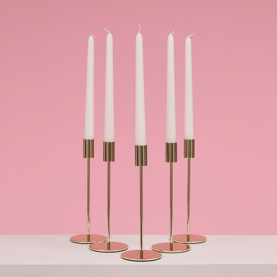 Taper Candle Holders Modern Straight Style - Gold (23cm)