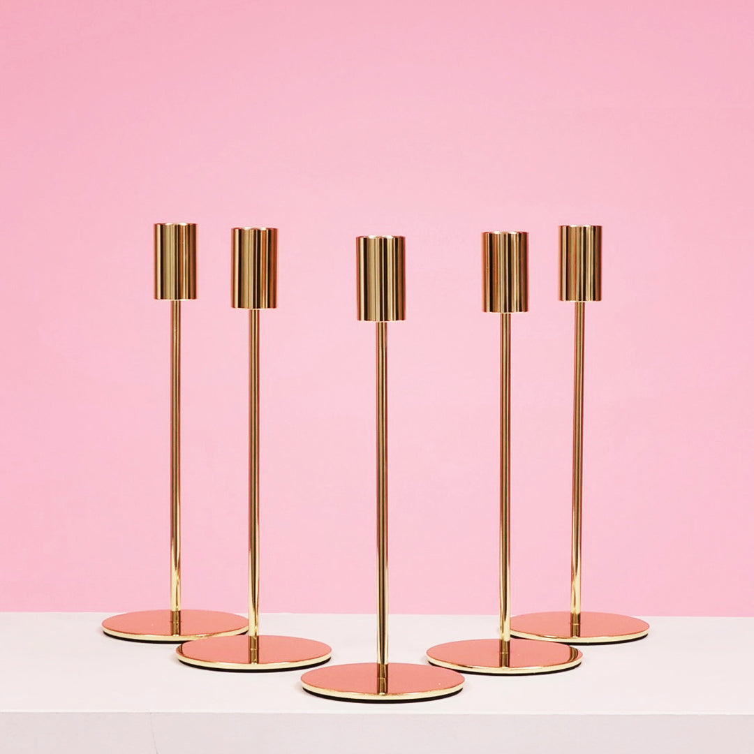 Taper Candle Holders Modern Straight Style - Gold (23cm) five candle holders example