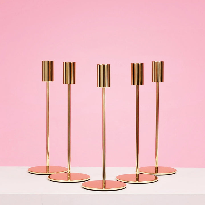 Taper Candle Holders Modern Straight Style - Gold (23cm) five candle holders example