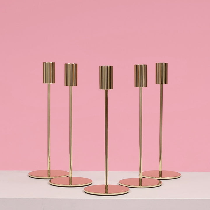 Taper Candle Holders Modern Straight Style - Gold (23cm)