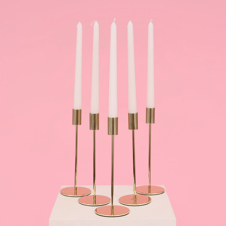 Taper Candle Holders Modern Straight Style - Gold (23cm)