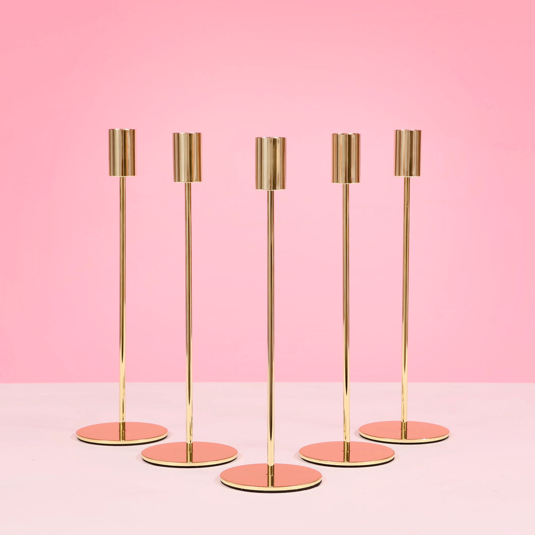 Taper Candle Holders Modern Straight Style - Gold (28cm)