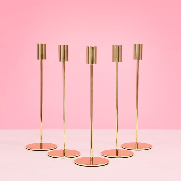 Taper Candle Holders Modern Straight Style - Gold (28cm)