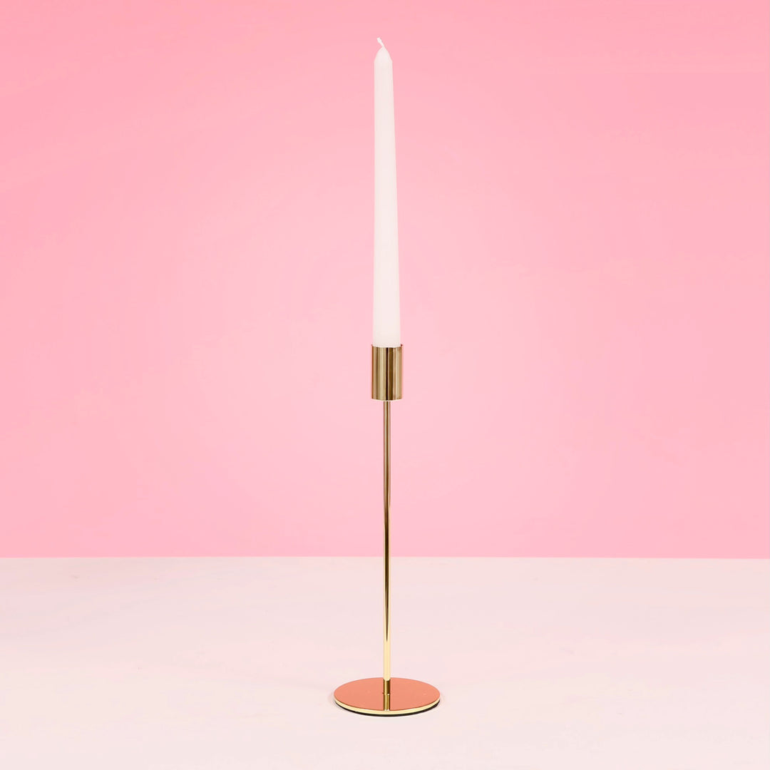 Taper Candle Holders Modern Straight Style - Gold (28cm) with taper candle