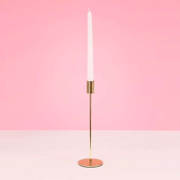 Taper Candle Holders Modern Straight Style - Gold (28cm) with taper candle