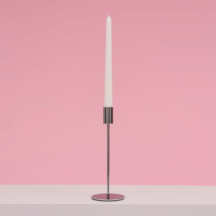 Taper Candle Holders Modern Straight Style - Silver (23cm)