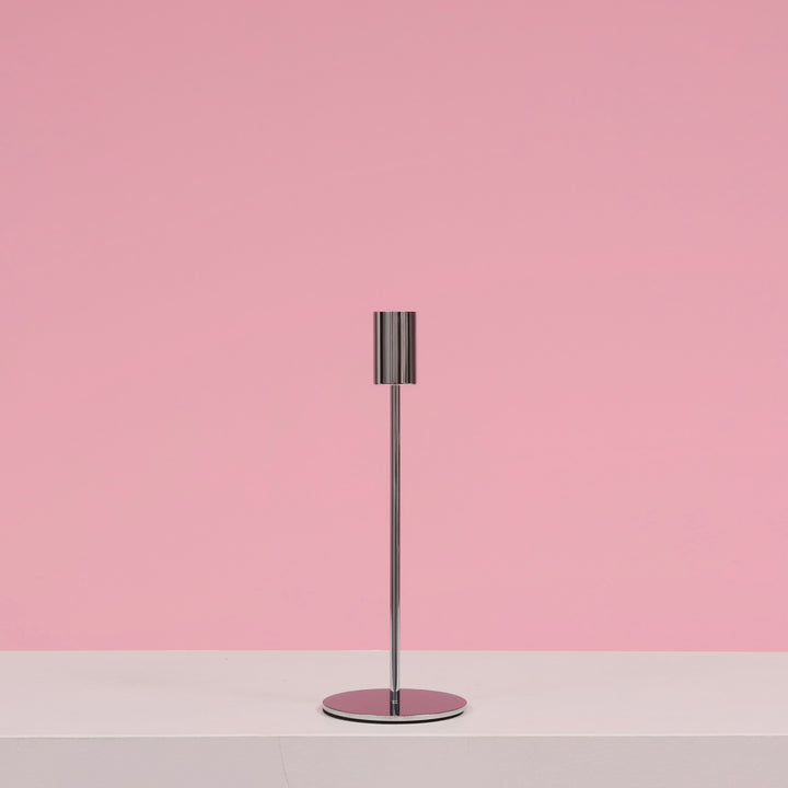Taper Candle Holders Modern Straight Style - Silver (23cm)